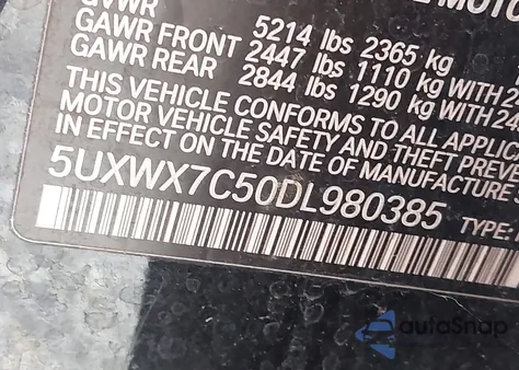 2013 BMW X3 xDrive35I from USA, damaged, VIN 5UXWX7C50DL980385